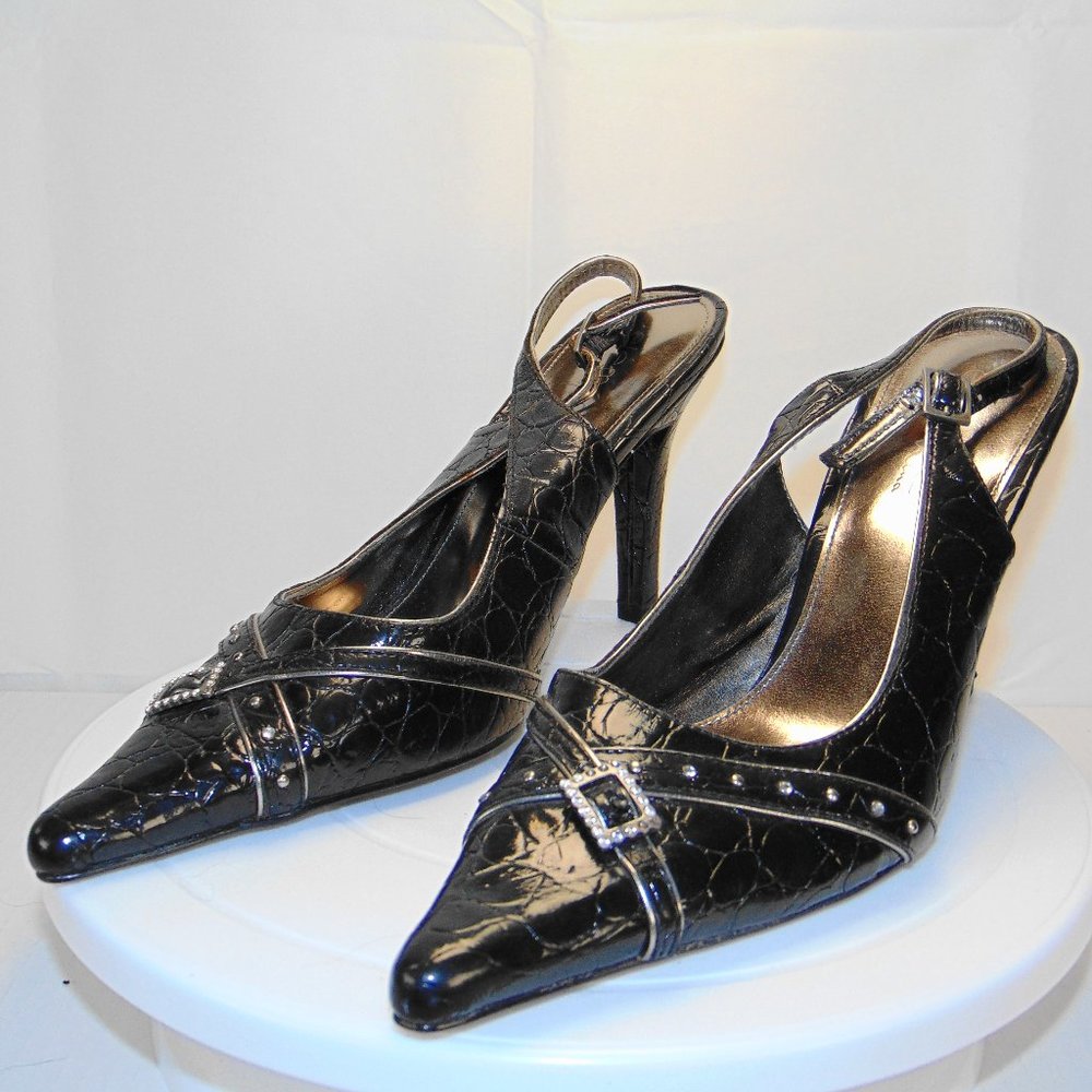 Elements Black Pointy Toe Slingbacks Size 9 M